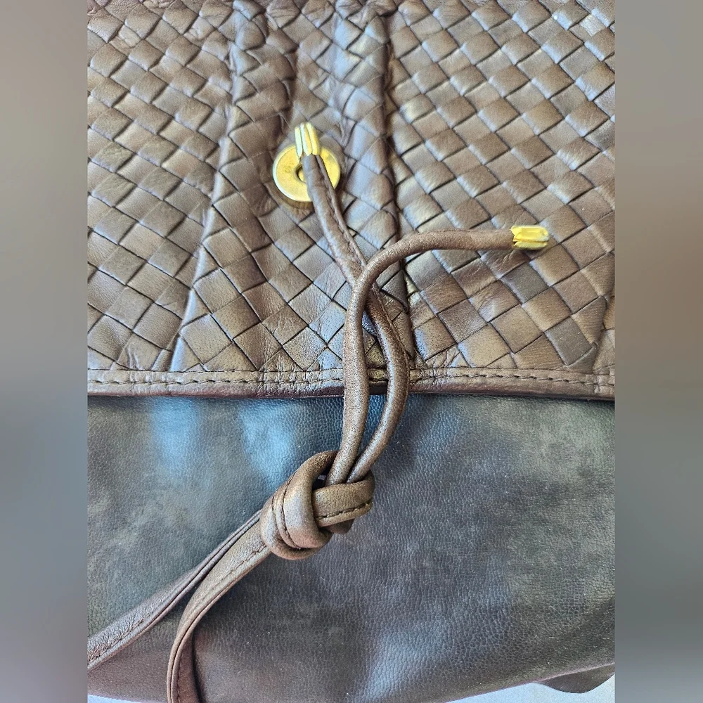 Vintage Cosci Hand Made In Italy Brown Woven Leather Crossbody Bag - Picture 6 of 9